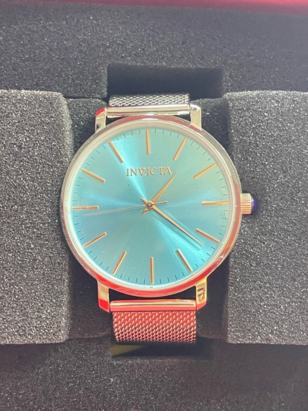 Invicta Minimalist Blue Dial silver stainless steel Mesh Watch